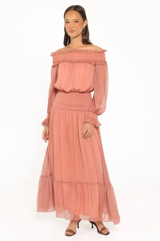 Paris Off Shoulder Maxi Dress - Vintage Mauve S
