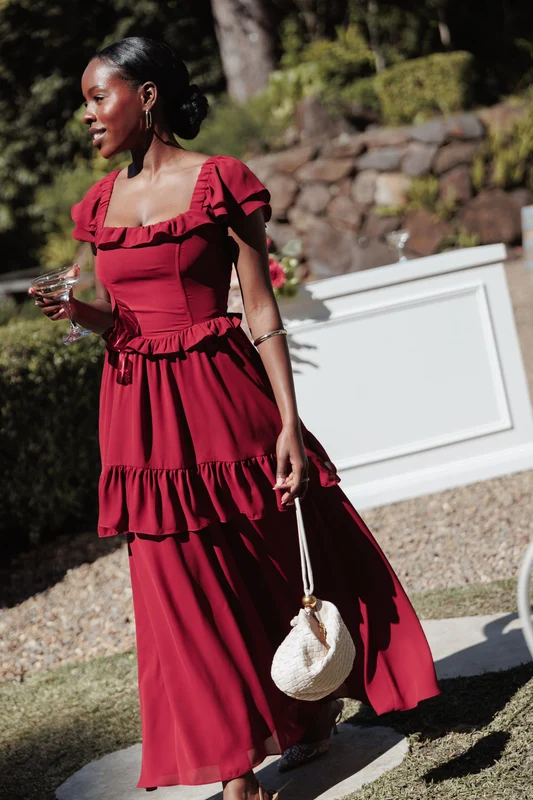 Delavine Maxi Dress - Burgundy 18