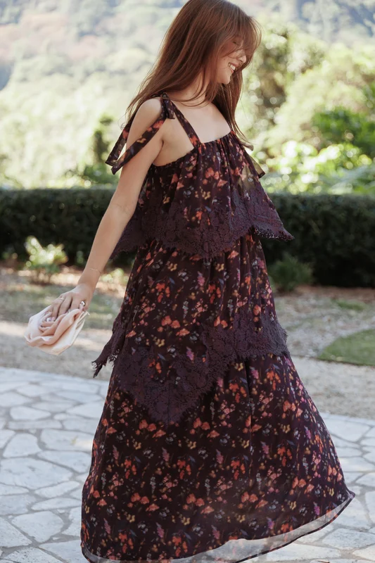 Lunella Maxi Dress - Plum Blurred Floral XXL