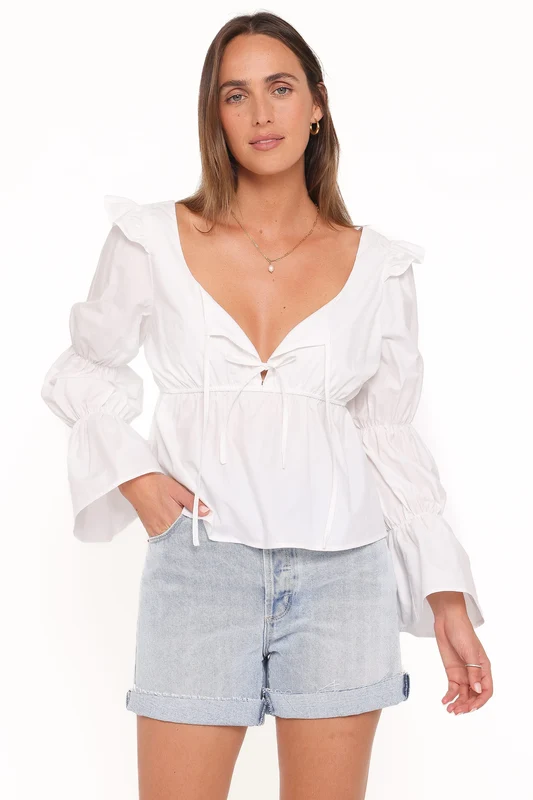 Bairbre Peasant Top - White L