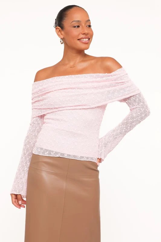 Wilma Off Shoulder Top - Light Pink XL