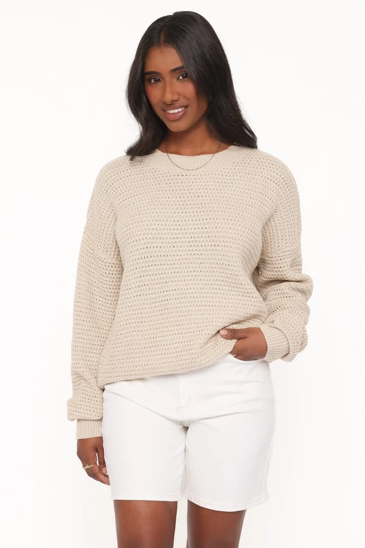 Melane Open Stitch Sweater - Beige S