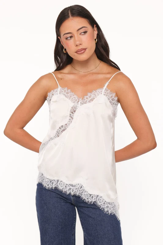 Avere Lace Asymmetrical Cami - Cream L