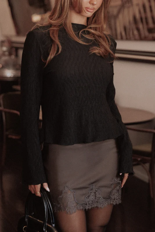 Penny Plisse Top - Black XXL