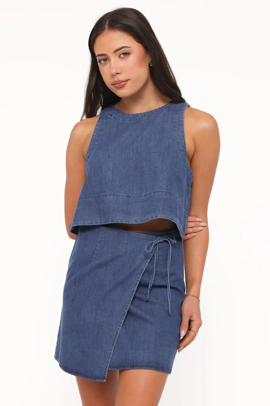 Siena Top - Medium Wash Denim XXS