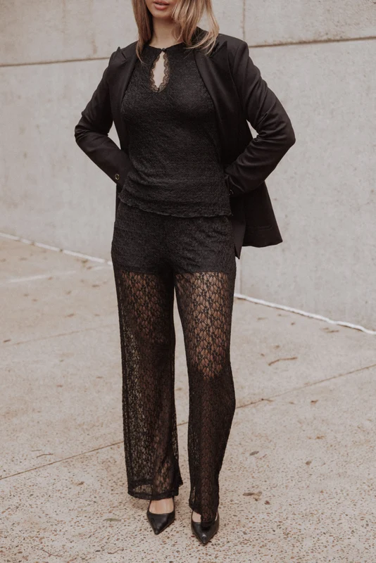 Bellis Lace Pant Set - Black L