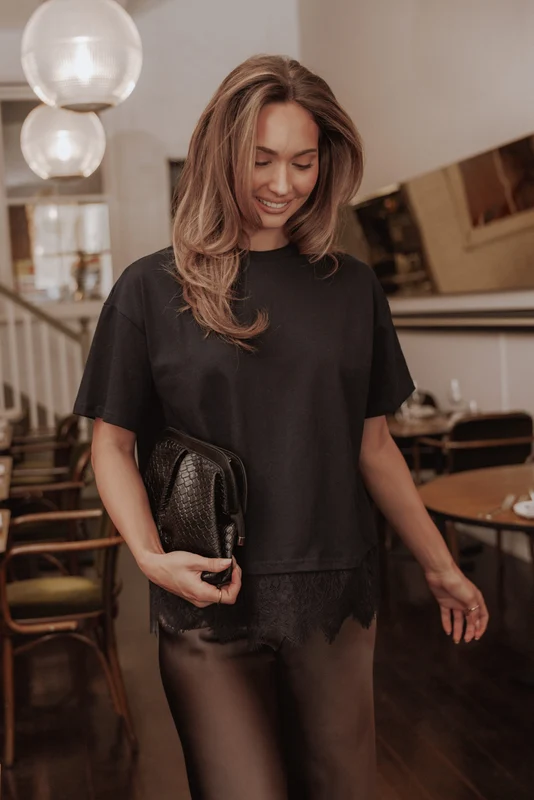 Paolina Lace Tee - Black L
