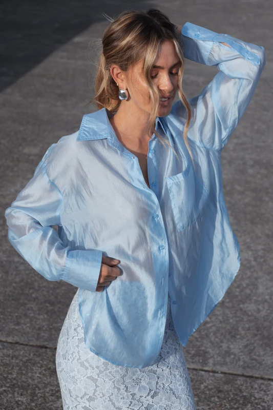 Alvine Sheer Shirt - Sky Blue L