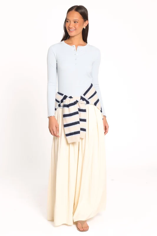 Nicoletta Henley Top - Pale Blue S
