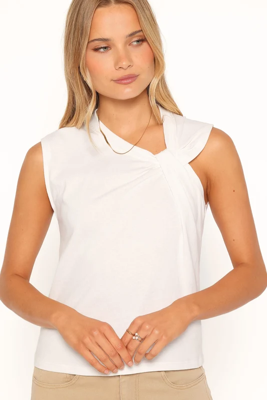 Maddy Twist Knit Tee - White S