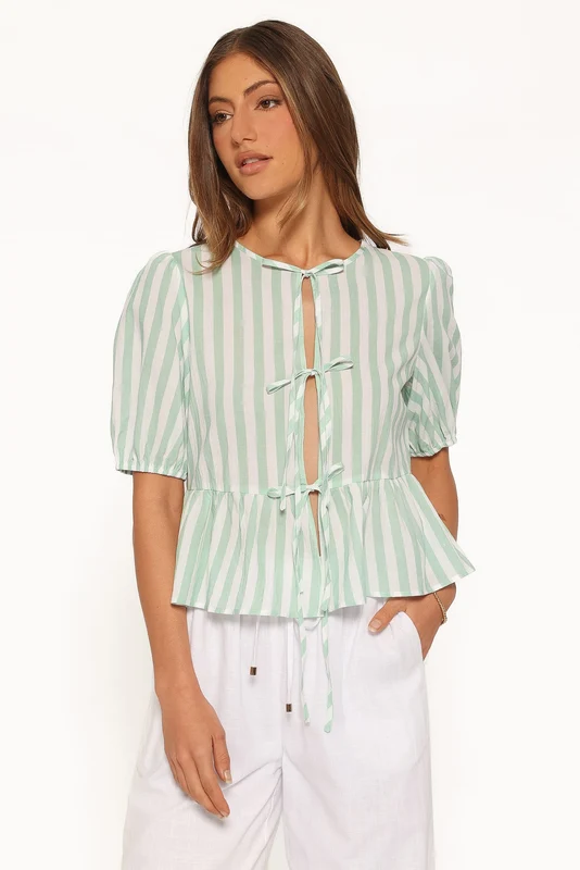 Doris Top - Green Stripe XS