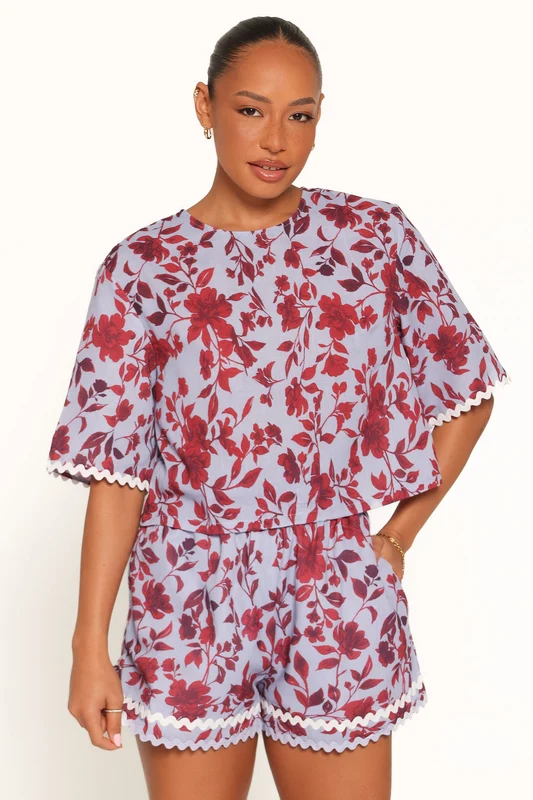Hilde Short Set - Burgundy Floral L