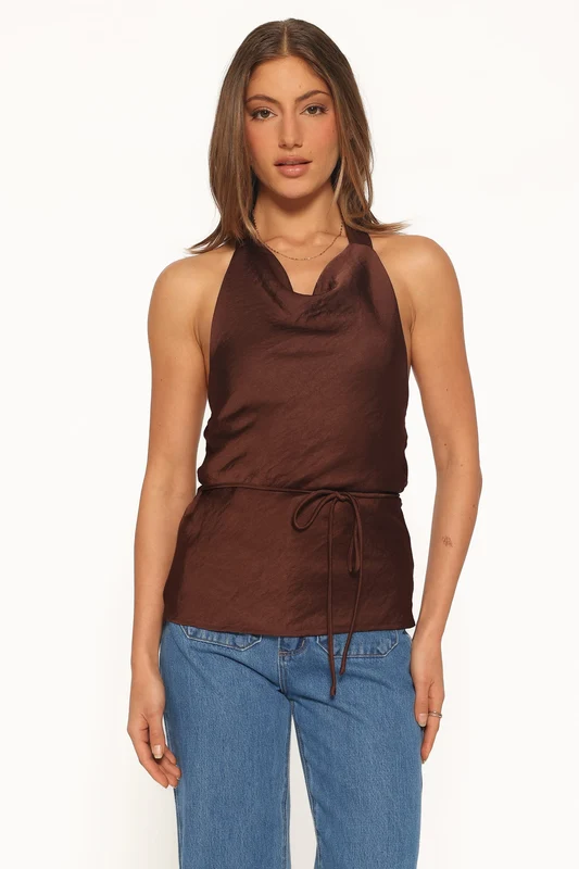 Brenn Halterneck Top - Chocolate Brown S