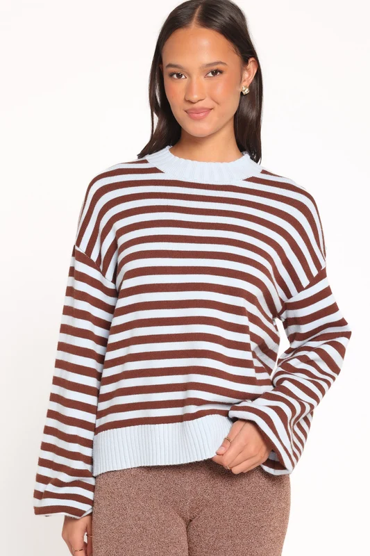 Dominica Knit Sweater - Blue Chocolate Stripe M/L