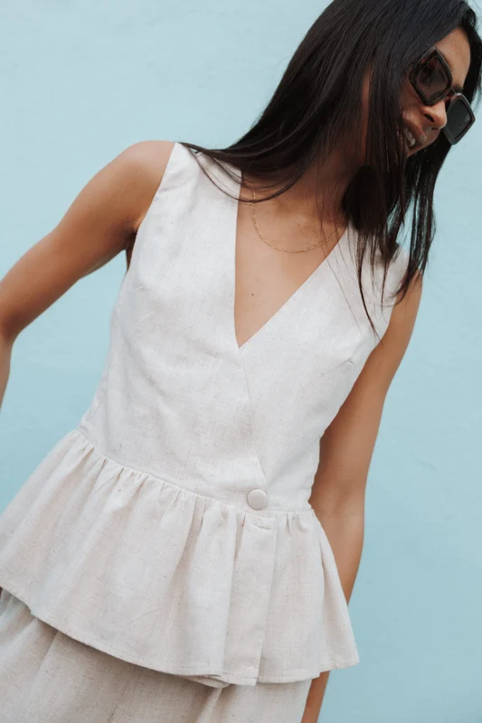 Vienna Vest Top - Oatmeal XXL