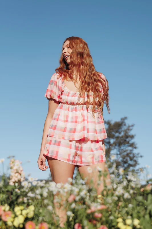 Julia Set - Pink Picnic Plaid M