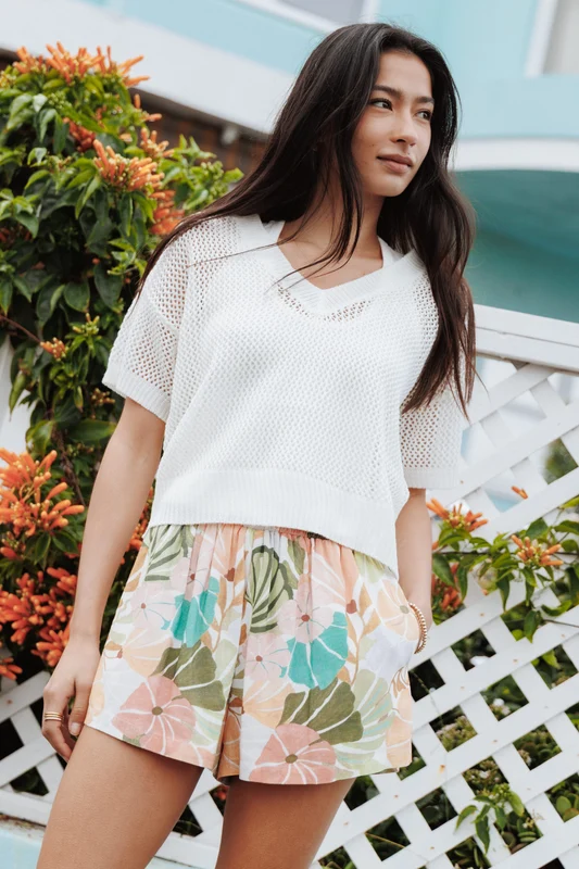 Ronda Open Knit Top - White XL