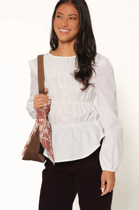 Patty Gathered Top - White XL