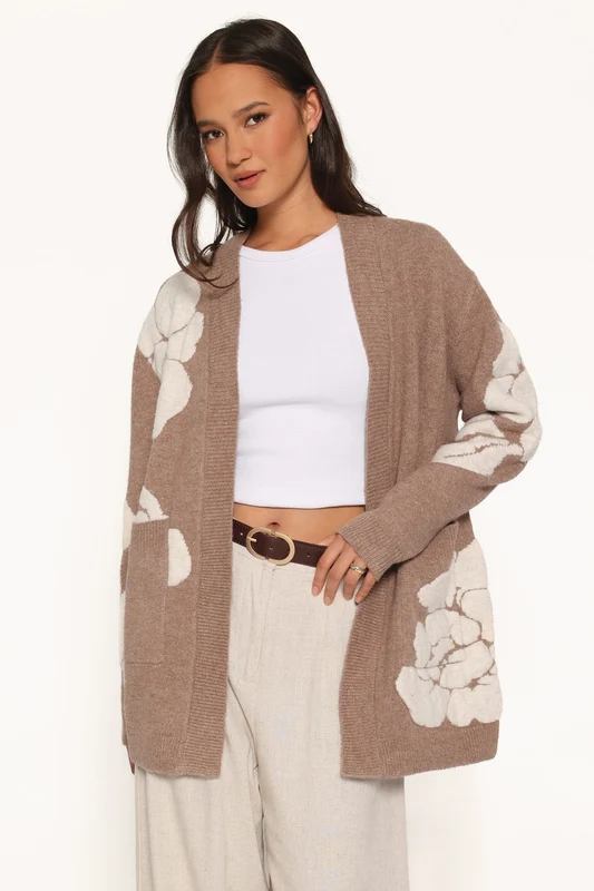 Wendy Open Cardigan - Beige Floral M