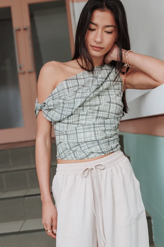 Evena Mesh Top - Green Plaid XL