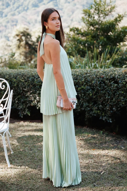 Darina Pleated Skirt Set - Sage XL