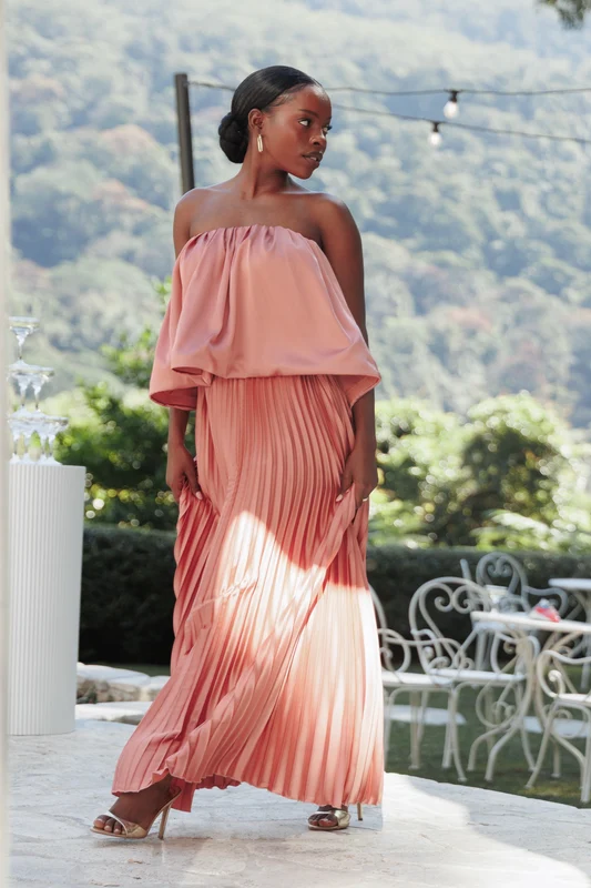 Dorado Pleated Skirt Set - Dusty Rose XS