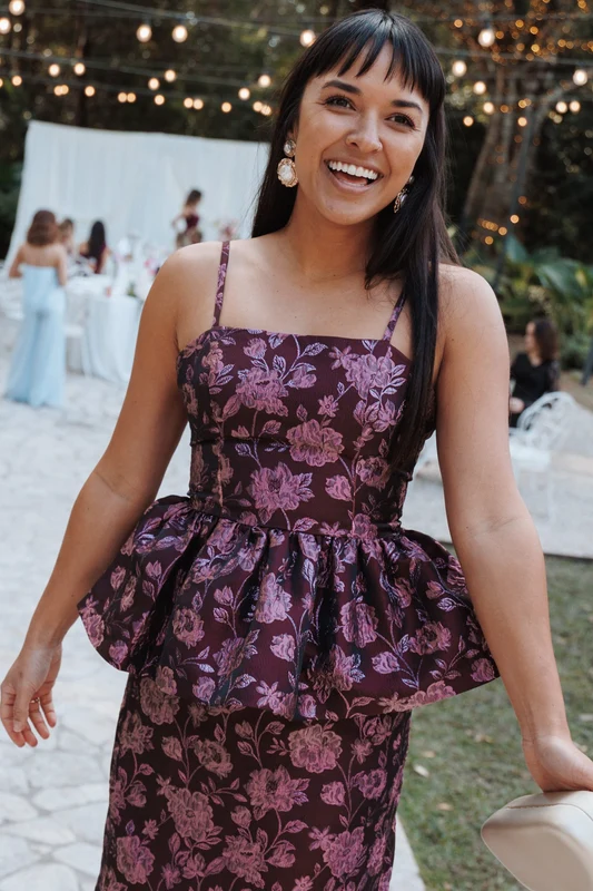 Allegro Peplum Top - Plum Brocade 12