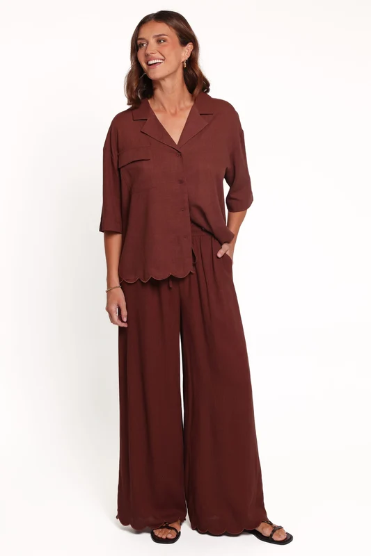 Perla Relaxed Pant Set - Brown XS