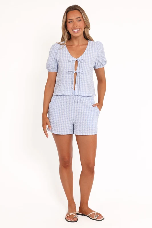 Stacy Short Set - Blue Gingham M