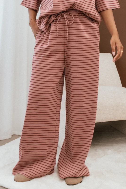 Wilda Knit Pant - Pink Red Stripe XL