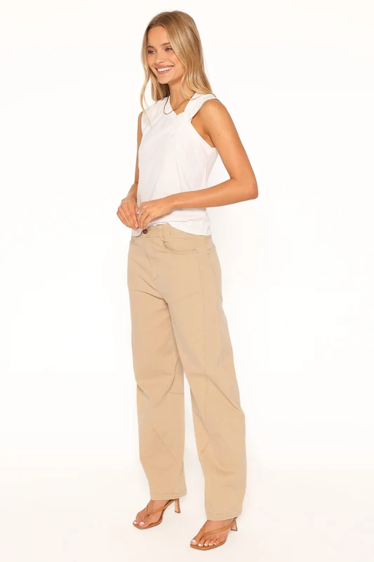 Amity Barrel Leg Denim Jeans - Mushroom 14