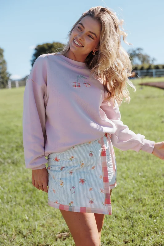 Cayley Patchwork Sweatshirt - Pink Cherry XS