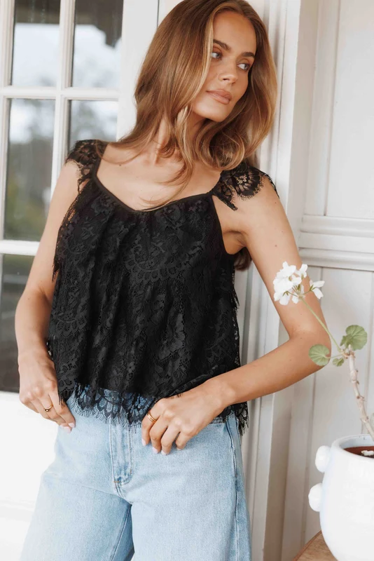 Dina Lace Top - Black XS