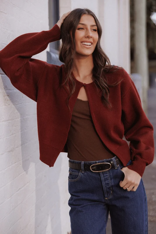Ripley Knit Cardigan - Berry S