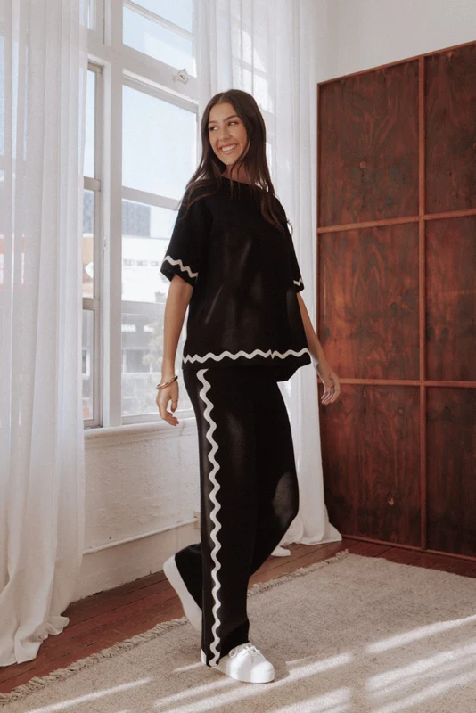 Vespa Knitted Pant - Black White M