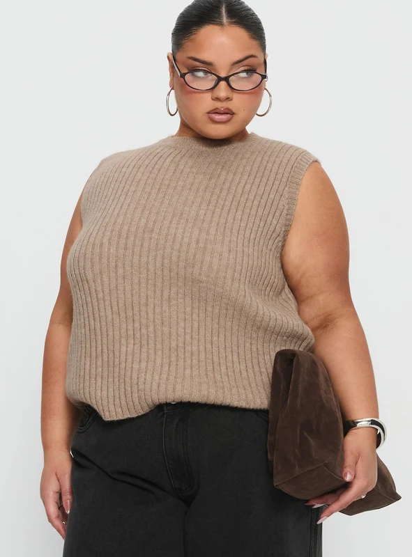 Jessabell Rib Sleeveless Top Mocha Curve AU 24 / Mocha