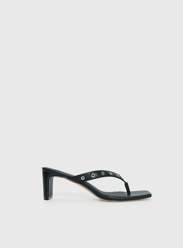 Party Hour Stud Detail Thong Heels Black SHOE US 5 / Black