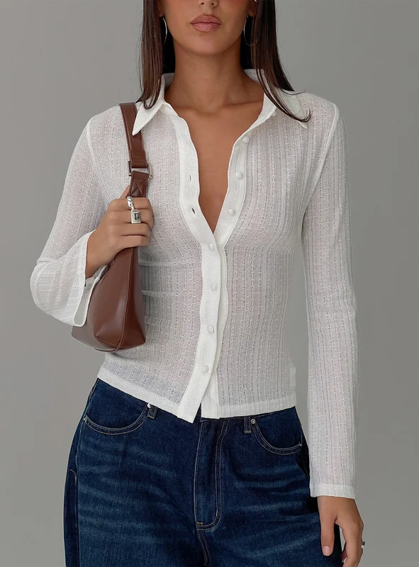 When You Sleep Long Sleeve Top White AU 6 / White