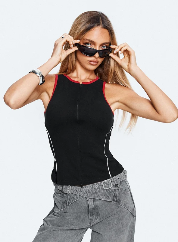 Alyna Zip Through Knit Top Black AU 10 / Black