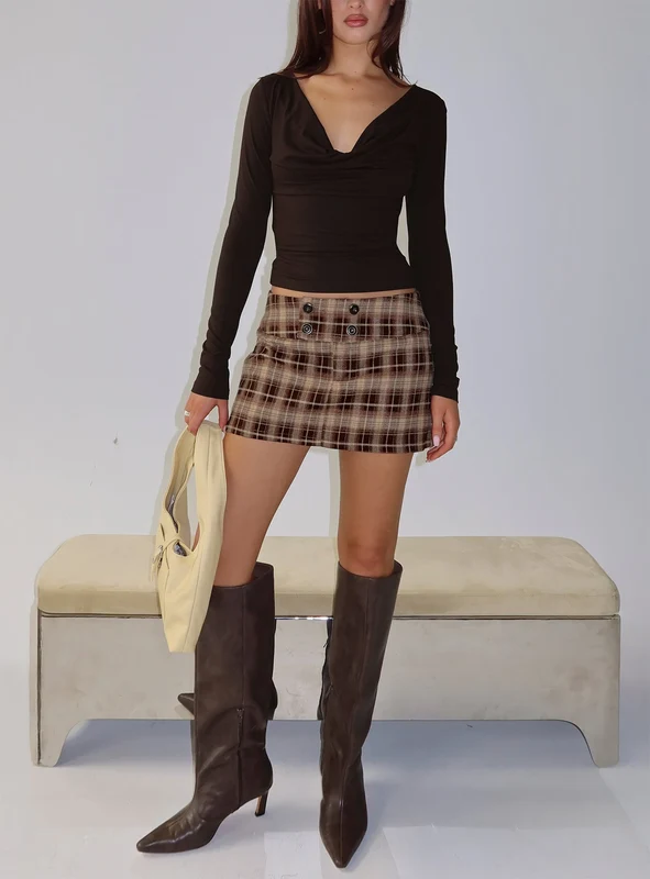 Strikes Again Skort Brown Check AU 12 / Brown Check
