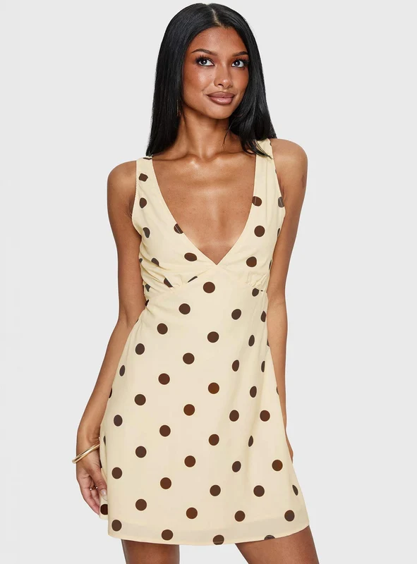 Nellie Mini Dress Lemon / Brown Polka Dot AU 4 / Lemon / Brown Polka Dot