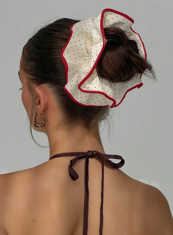 Dovie Frill Scrunchie Red / White Polka Dot ONE SIZE / Red / White Polka Dot