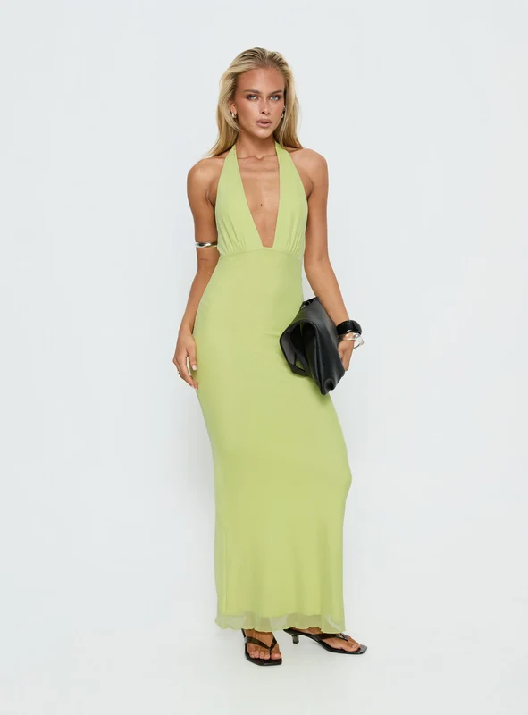 Astrazia Halter Maxi Dress Green AU 4 / Green