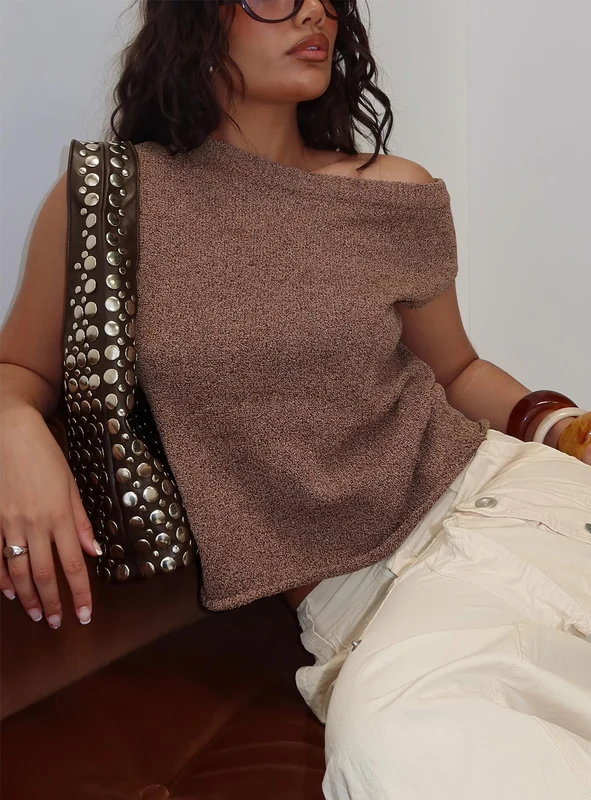 Ashfield Off Shoulder Top Brown M/L / Brown