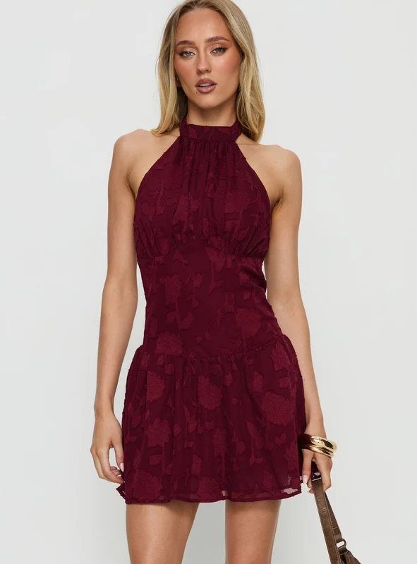 Devane High Neck Halter Playsuit Red AU 8 / Red