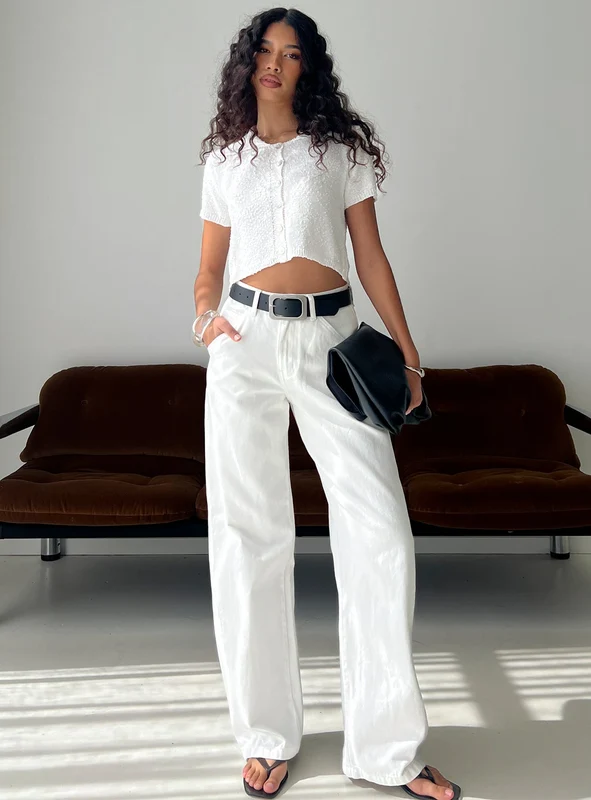 Erena High Rise Barrel Leg Jeans White AU 6 / White