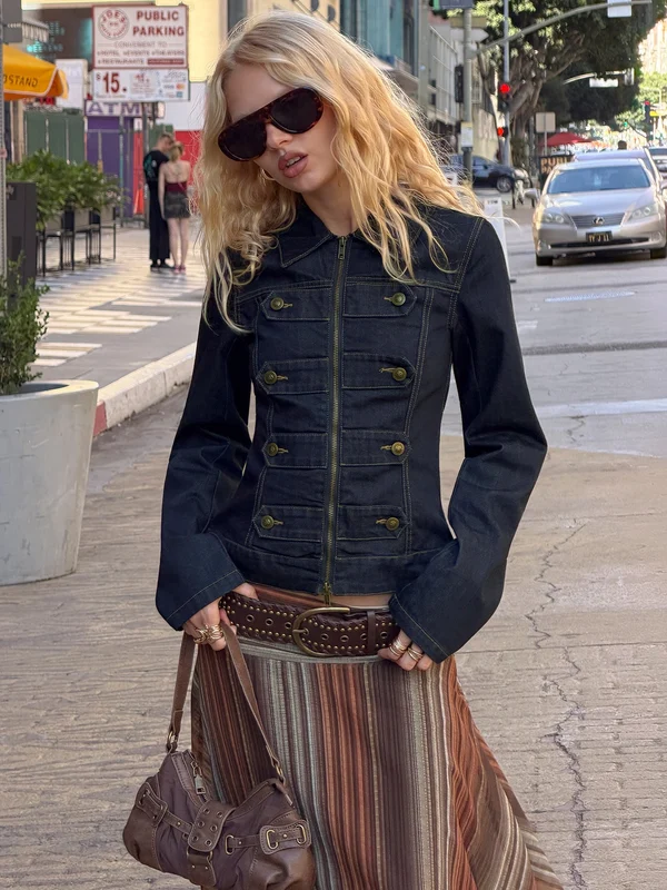 Cristen Cadet Buckle Denim Jacket Indigo AU 12 / Indigo