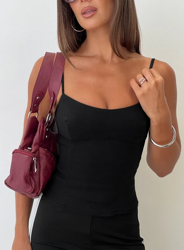Elanah Structured Cami Top Black AU 6 / Black