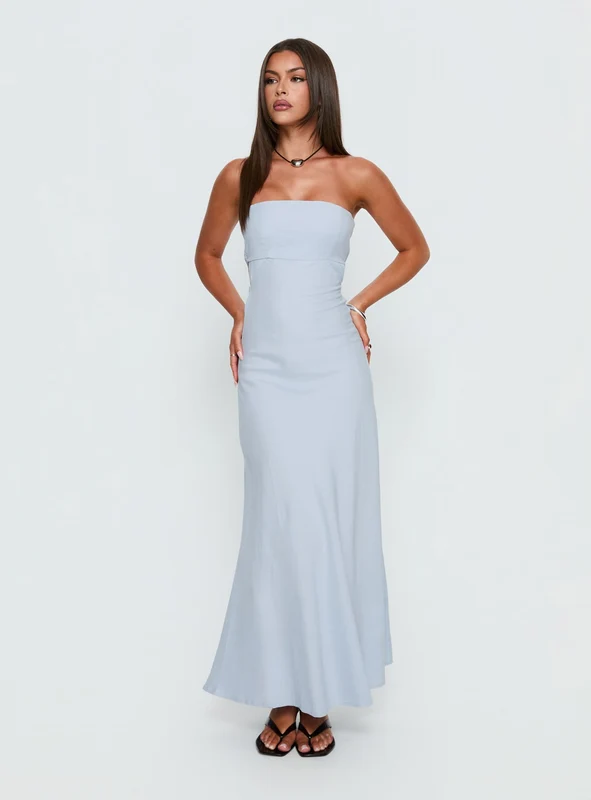 Yahir Strapless Maxi Dress Baby Blue AU 4 / Baby Blue
