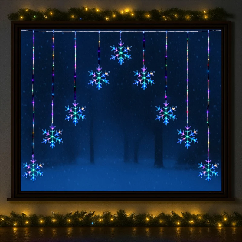 Lexi Lighting Curtain with snowflake - Multicolour Lightsup Online